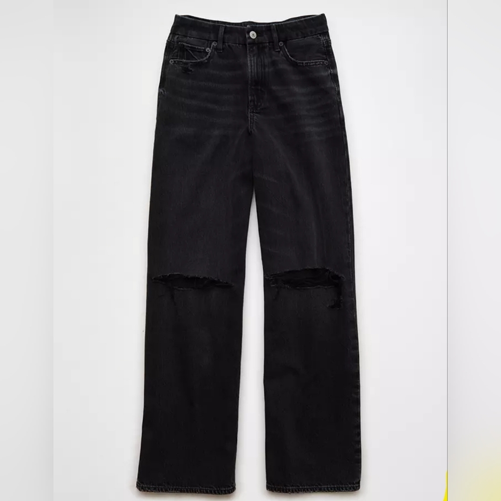 AE Curvy Super High-Waisted Baggy Straight Ripped Jean